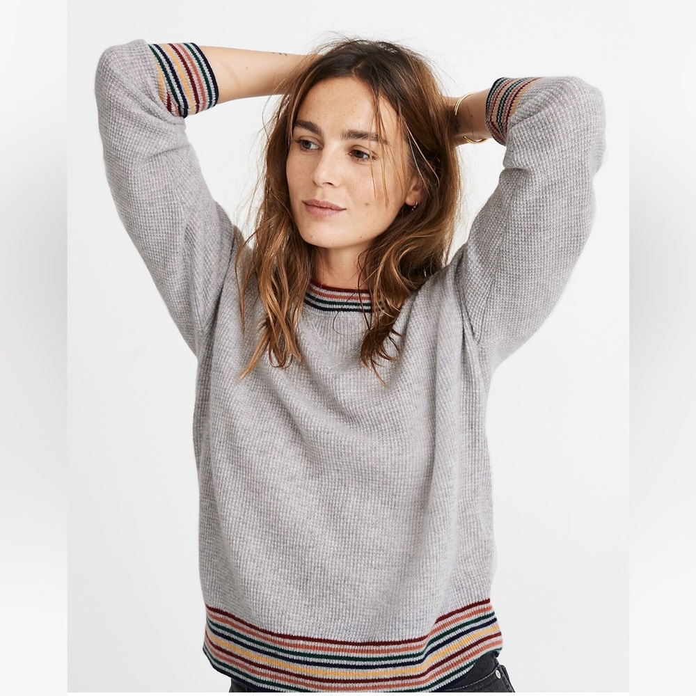 Madewell Rainbow-Trim Cashmere Sweatshirt